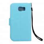 Wholesale Galaxy S6 Edge Premium Flip Leather Wallet Case with Strap (Blue)